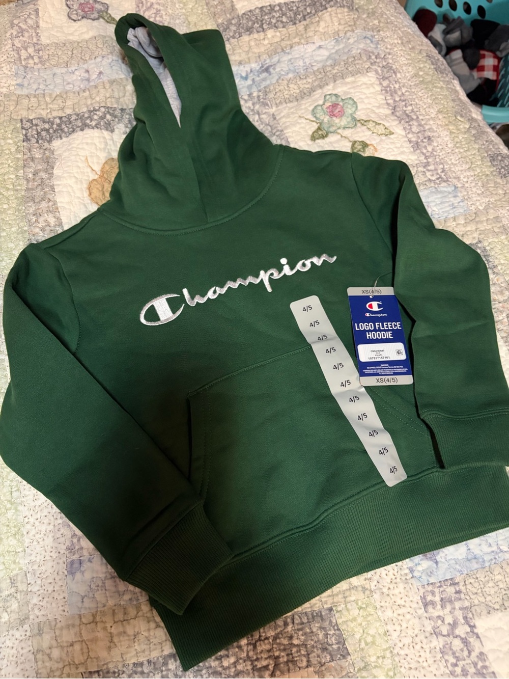Champion boys Forest Green Logo Fleece Hoodie